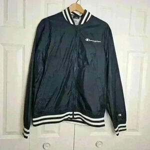 Champion Navy and White Windbreaker Jacket Men's Size Large